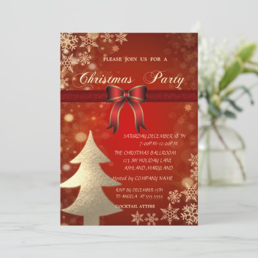 金ゴールドエレガントツリー、弓のクリ企業のスマスパーティー 招待状 (スタンド正面)