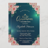 金ゴールドエレガントティアラフローラバラキンセアニラ 招待状 (正面/裏面)