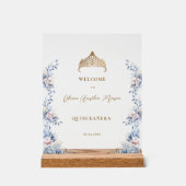 金ゴールドエレガントティアラブルーフローラキンセアニラ アクリルサイン (正面)