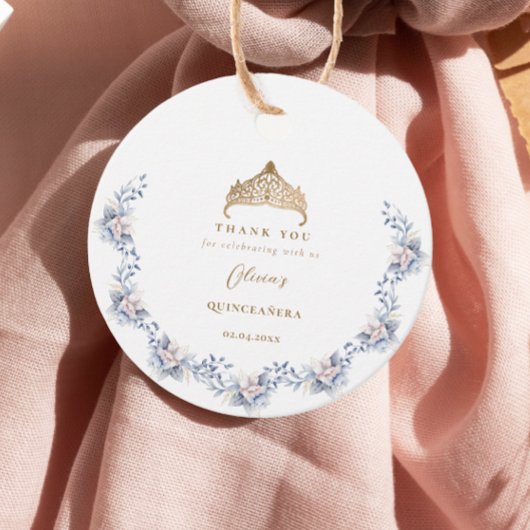 金ゴールドエレガントティアラブルーフローラキンセアニラ フェイバータグ