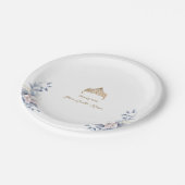 金ゴールドエレガントティアラブルーフローラキンセアニラ ペーパープレート (アングル)