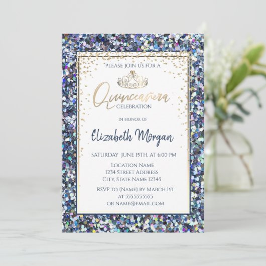 金ゴールドエレガントティアラ、セクインズダイヤモンドキンセアニェラ 招待状 (スタンド正面)