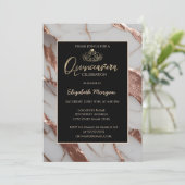 金ゴールドエレガントティアラ、トレンディー銅グリッター大理石 招待状 (スタンド正面)