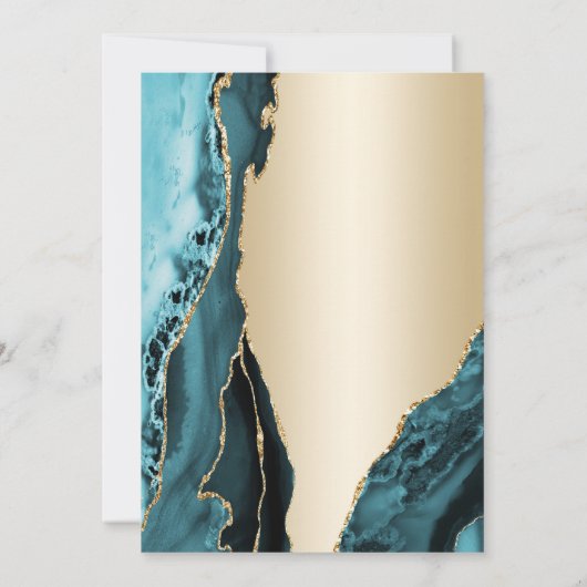 金ゴールドエレガントティール(緑がかった色)アガテ40歳の誕生日 招待状 (裏面)