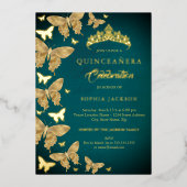 金ゴールドエレガントティール（緑がかった色）バタフライキンセアニェラ 箔招待状 (正面)