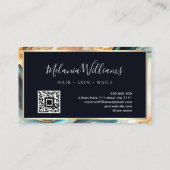 金ゴールドエレガントティール（緑がかった色）大理石ゲートQRコード 名刺 (裏面)