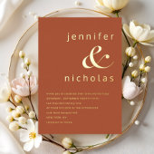 金ゴールドエレガントテラコッタアンパサンド結婚ズ 箔招待状