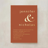 金ゴールドエレガントテラコッタアンパサンド結婚ズ 箔招待状