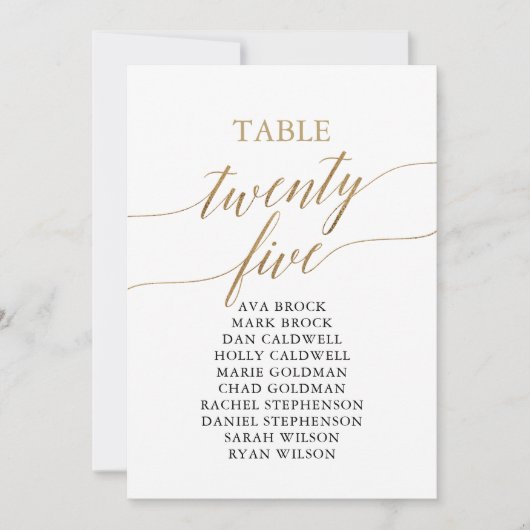 金ゴールドエレガントテーブル番号25座席表 招待状 (正面)