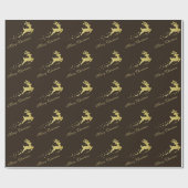 金ゴールドエレガントトナカイのメリークリスマススター ラッピングペーパー (フラット)