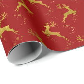 金ゴールドエレガントトナディアレッドクリスマスホリデー ラッピングペーパー (ロールコーナー)