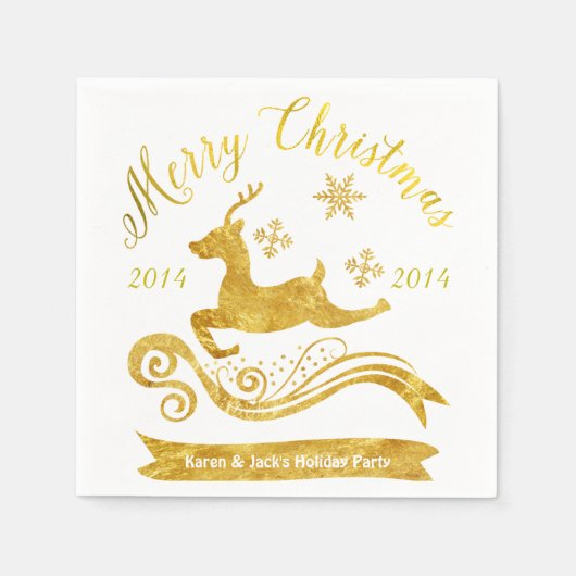 金ゴールドエレガントトナデナー&スノーフレークカクテルナプキンス スタンダードカクテルナプキン (正面)