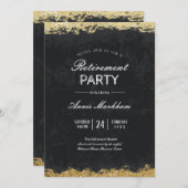 金ゴールドエレガントトリムベルベット退職弁当 招待状 (正面/裏面)