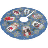 金ゴールドエレガントトリム家族クリスマスフォトコラージュ ブラッシュドポリエステルツリースカート (アングル)