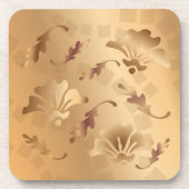金ゴールドエレガントトーンベージュフローラコースターセット コースター (正面)