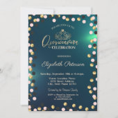 金ゴールドエレガントドットティアラグリーンキンセアニラ 招待状 (正面)