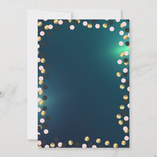 金ゴールドエレガントドットティアラグリーンキンセアニラ 招待状 (裏面)