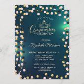 金ゴールドエレガントドットティアラグリーンキンセアニラ 招待状 (正面/裏面)