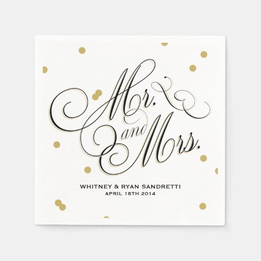 金ゴールドエレガントドットナプキン スタンダードカクテルナプキン (正面)