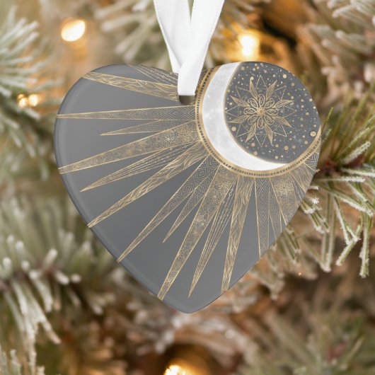 金ゴールドエレガントドードルサンムーンマンダラデザイン オーナメント (ツリー)