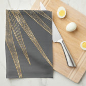 金ゴールドエレガントドードルサンムーンマンダラデザイン キッチンタオル (四つ折り)