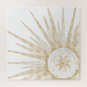 金ゴールドエレガントドードルサンムーンマンダラデザイン ジグソーパズル (横)