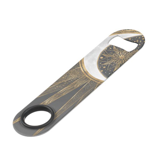 金ゴールドエレガントドードルサンムーンマンダラデザイン スピード栓抜き (裏面アングル)