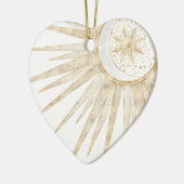 金ゴールドエレガントドードルサンムーンマンダラデザイン セラミックオーナメント (左)