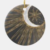 金ゴールドエレガントドードルサンムーンマンダラデザイン セラミックオーナメント (裏面)