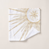 金ゴールドエレガントドードルサンムーンマンダラデザイン バスタオルセット (ウォッシュタオル)