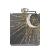 金ゴールドエレガントドードルサンムーンマンダラデザイン フラスク (裏面)