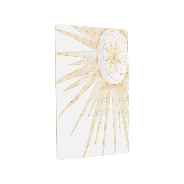 金ゴールドエレガントドードルサンムーンマンダラデザイン メタルプリント (3/4)