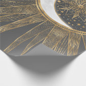 金ゴールドエレガントドードルサンムーンマンダラデザイン ラッピングペーパー (角)