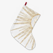 金ゴールドエレガントドードルサンムーンマンダラデザイン ラージクリスマスストッキング (正面 (吊り時))