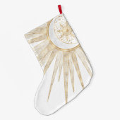 金ゴールドエレガントドードルサンムーンマンダラデザイン ラージクリスマスストッキング (裏面 (吊り時))