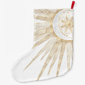 金ゴールドエレガントドードルサンムーンマンダラデザイン ラージクリスマスストッキング (裏面)