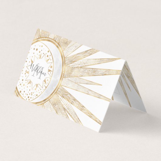 金ゴールドエレガントドードルサンムーンマンダラデザイン 名刺 (正面)