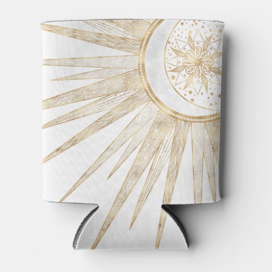 金ゴールドエレガントドードルサンムーンマンダラデザイン 缶クーラー (正面)