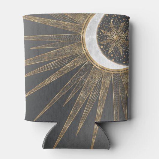 金ゴールドエレガントドードルサンムーンマンダラデザイン 缶クーラー (裏面)