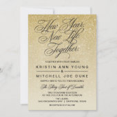 金ゴールドエレガントニューイヤーイブ結婚式招待状 招待状 (正面)