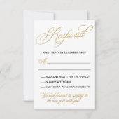 金ゴールドエレガントニューイヤーイブ結婚式招待状RSVP 出欠カード (正面)