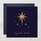 金ゴールドエレガントノーススターオン深いブルー背景 サンキューカード (正面/裏面)