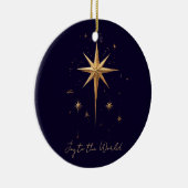 金ゴールドエレガントノーススターオン深いブルー背景 セラミックオーナメント (右)