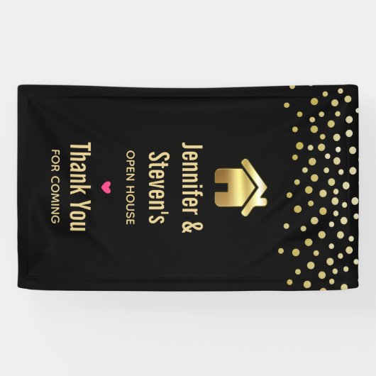 金ゴールドエレガントハウスシンボル引っ越し祝いパーティーオープンハウス 横断幕 (横)