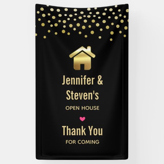 金ゴールドエレガントハウスシンボル引っ越し祝いパーティーオープンハウス 横断幕 (縦)