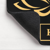 金ゴールドエレガントハス花禅ヨガモノグラム マウスパッド (コーナー)