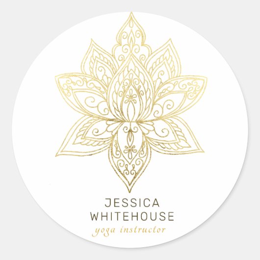 金ゴールドエレガントハス花 ラウンドシール (正面)