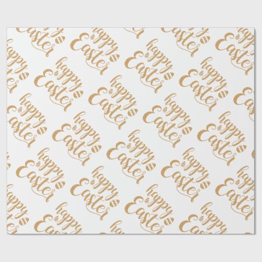 金ゴールドエレガントハッピーイースター春イースターギフト ラッピングペーパー (フラット)