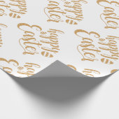 金ゴールドエレガントハッピーイースター春イースターギフト ラッピングペーパー (角)