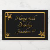 金ゴールドエレガントハッピーバースデーミニワきらめくインラ スパークリングワインラベル (シングルラベル)